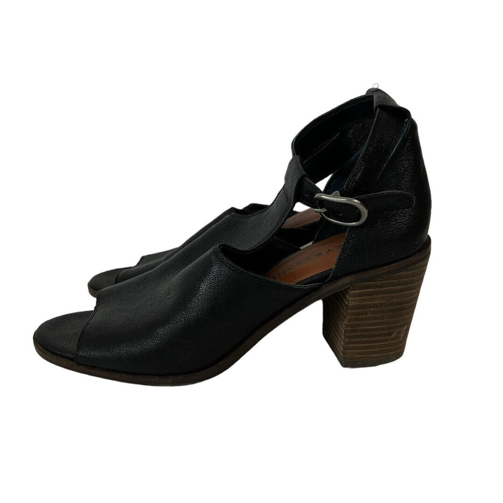 Lucky Brand Kadian Block Heel Black Leather Bootie
